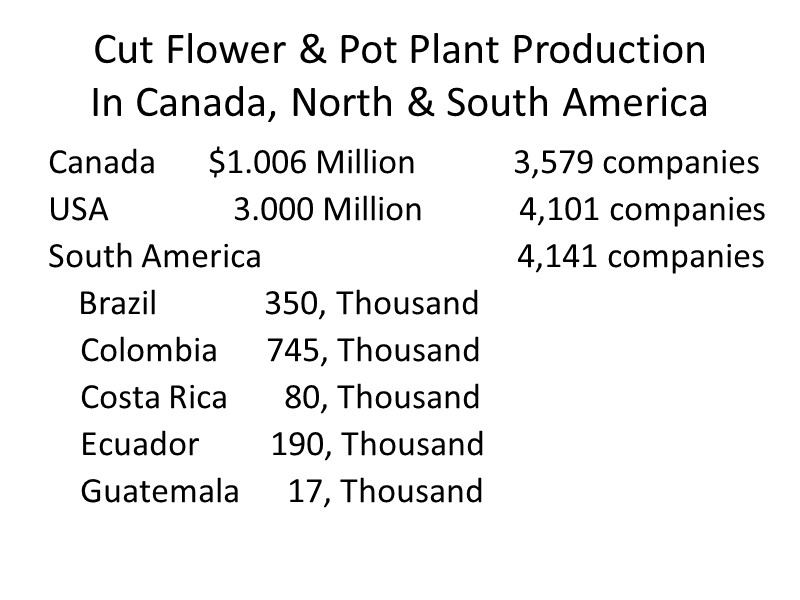 Cut Flower & Pot Plant Production In Canada, North & South America Canada $1.006